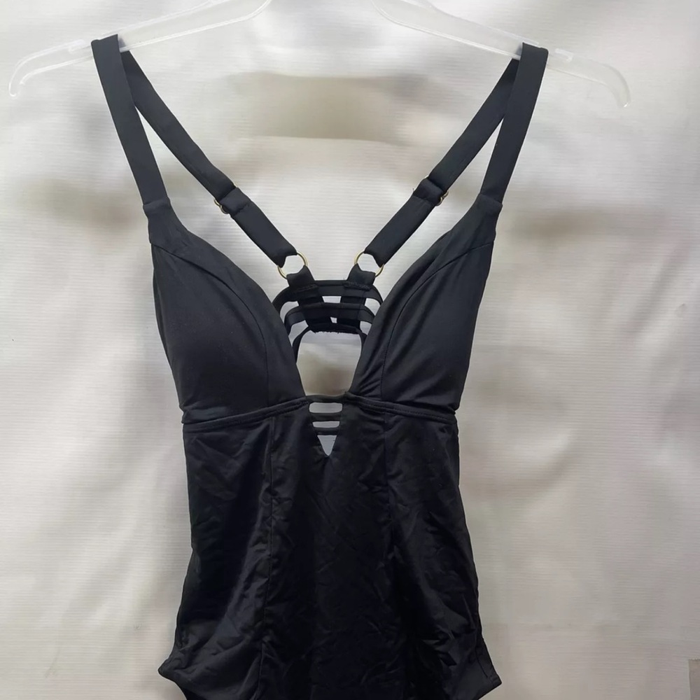 Sunn Lab Swim Woman One PC Medium Black Full cover front open Back Bathing Suit